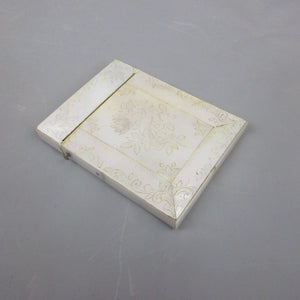 Hand Carved Mother Of Pearl Card Case With Floral Decoration Antique Edwardian c1910