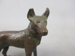 Heavy Bronze Statue Of German Shepard Dog Antique c1930