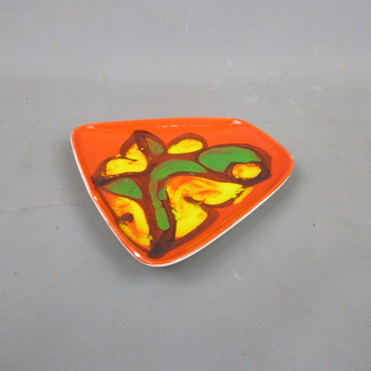Hand Painted Poole Pottery Delphis Design Orange, Green & Yellow