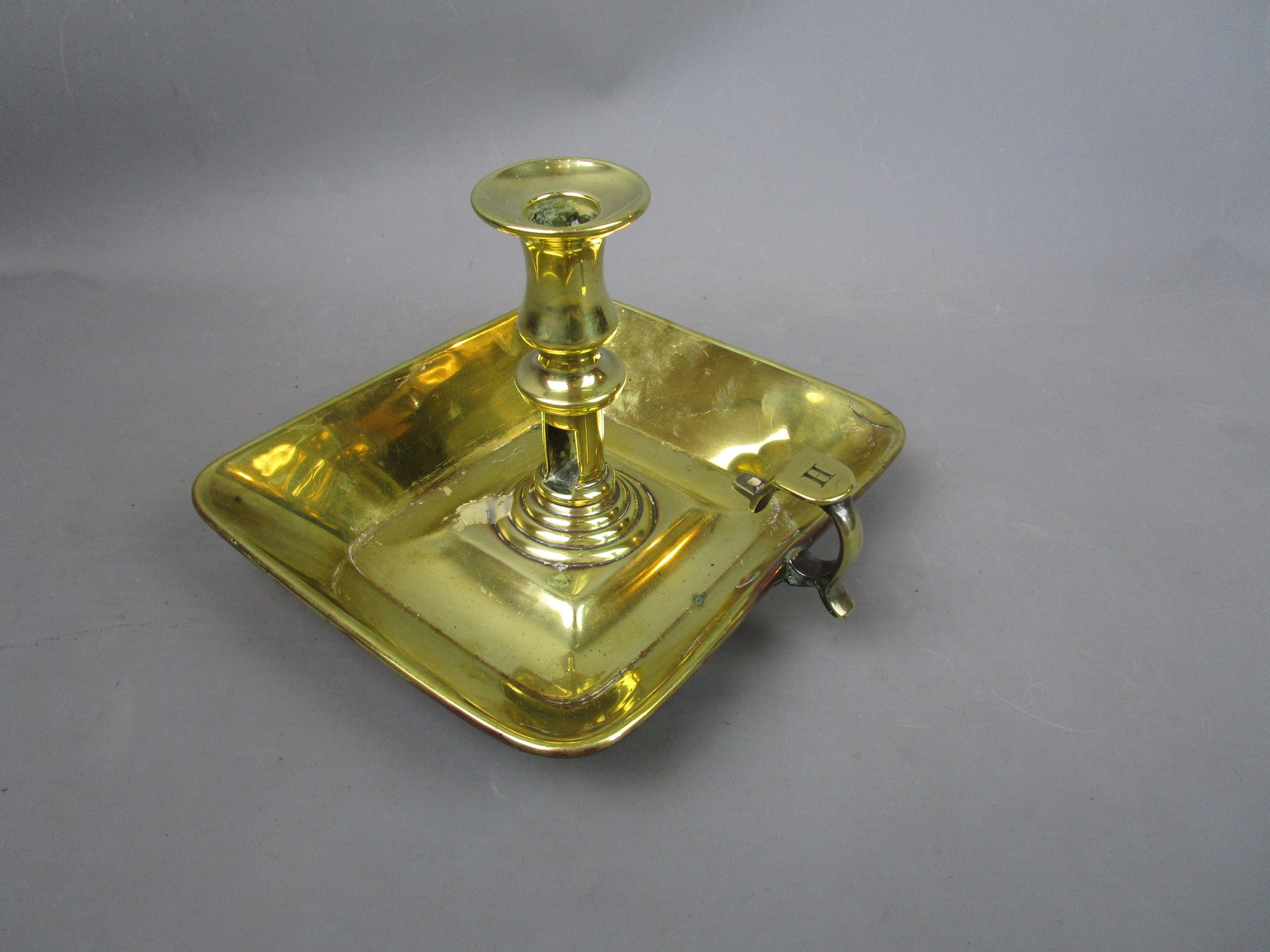 Vintage Large Brass Chamberstick Candle Holder Age and Use Showing -   Canada