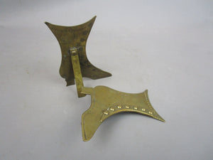 Pair Of Brass Studded Mantle Boots Antique Victorian c1890