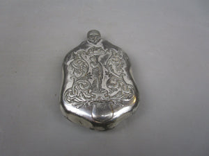 Silver Plated Acanthus Leaf & Fruit Design Hip Flask Antique Victorian c1890