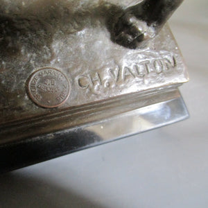 Impresive Bronze Of A Roaring Lion By CH. Valton with Foundry Stamp On Marble Base Antique Edwardian c1910 