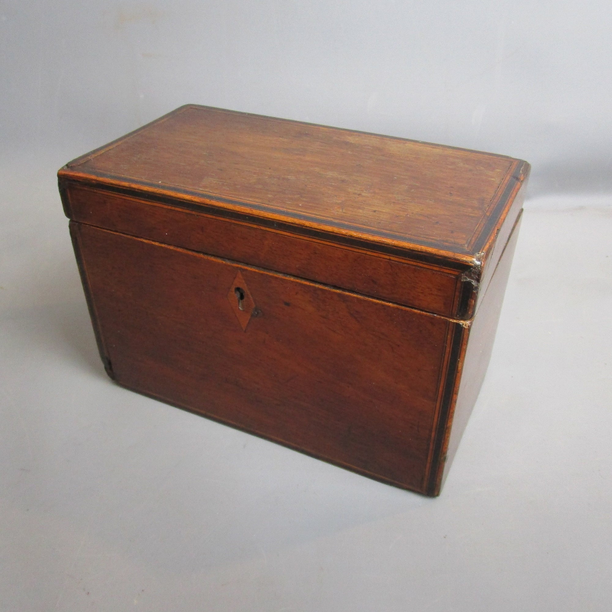 Inlaid Mahogany Tea Caddy Antique Georgian c1830