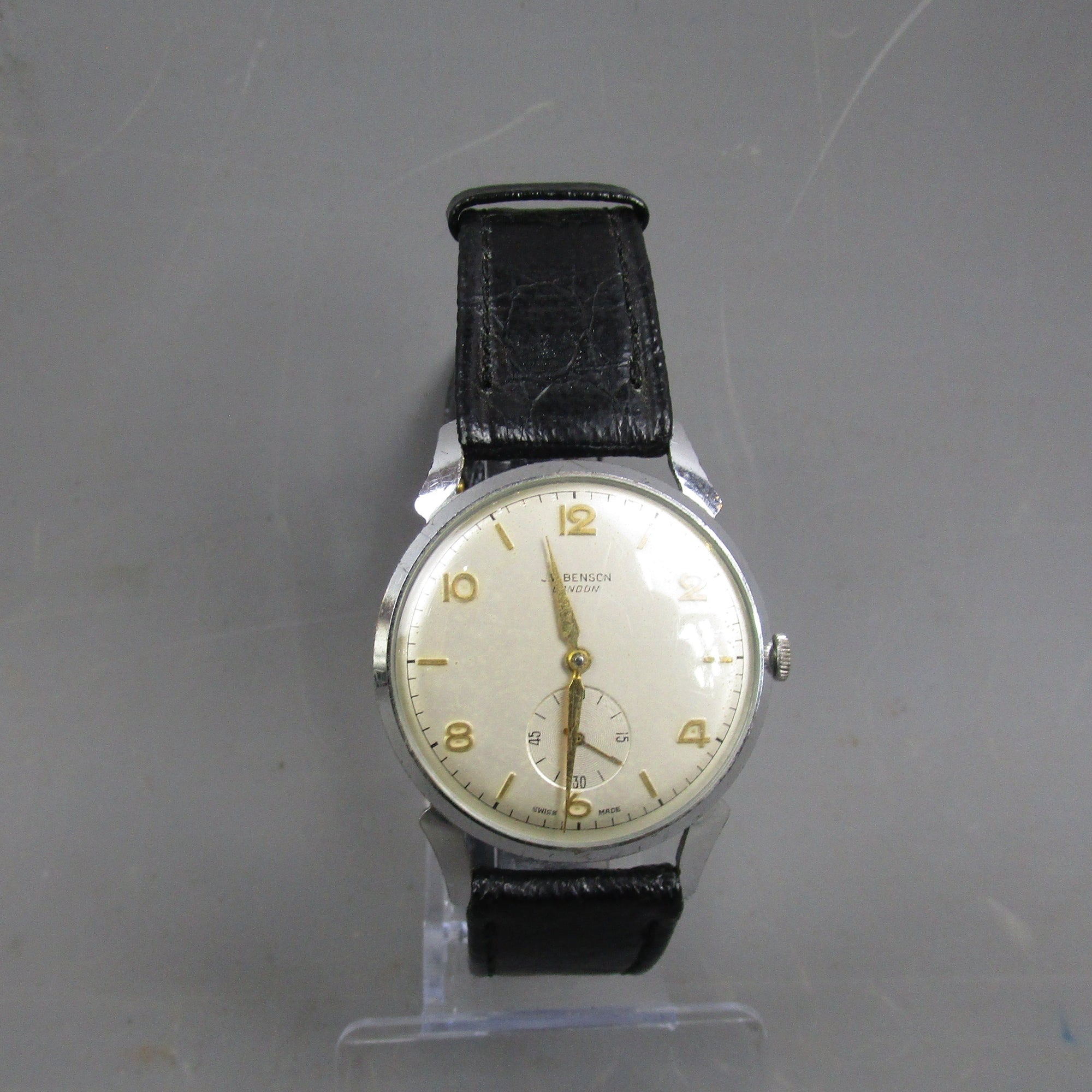 JW Benson London Horn Lug Manual Wind Gentleman's Wrist Watch Vintage c1950