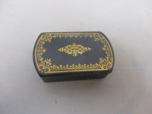 Lacquered Papier Mache Snuff Box Antique Victorian c1880