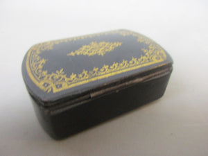 Lacquered Papier Mache Snuff Box Antique Victorian c1880