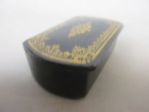 Lacquered Papier Mache Snuff Box Antique Victorian c1880