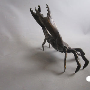 Large Bronze Rearing Crab Figurine Vintage 1980