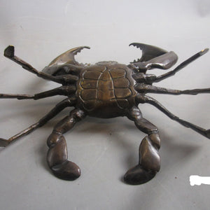 Large Bronze Rearing Crab Figurine Vintage 1980