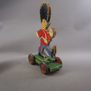 Marching Guardsman Wooden Pull Along Toy Vintage c1950