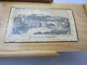 Mauchline Ware Langollen Bridge Ink Box Antique Victorian c1890