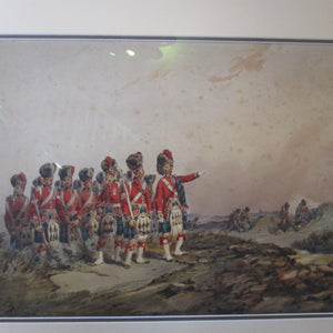 Military Watercolour The Thin Red Line By Orlando Noire 1832-1901 Antique Victorian 1890