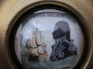 Miniature Commemorative Lord Nelson Trafalgar Watercolour Silhouette Antique Georgian c1805