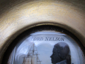 Miniature Commemorative Lord Nelson Trafalgar Watercolour Silhouette Antique Georgian c1805