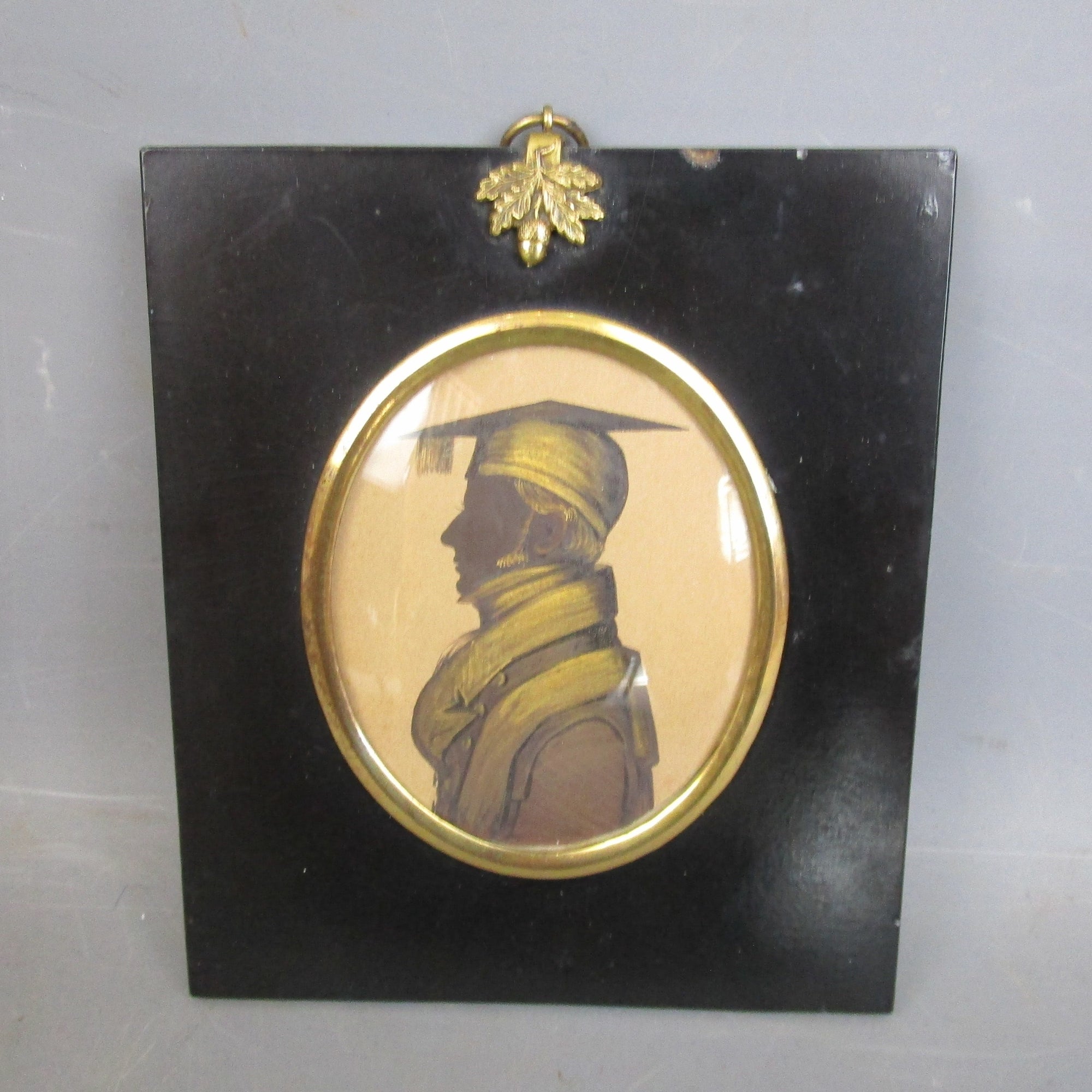 Miniature Cut And Gilded Silhouette Portrait Of A Gentleman Antique Victorian c1840