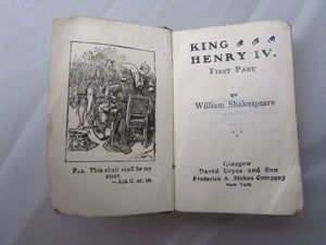 Miniature Leather Bound King Henry Shakespeare Antique Edwardian 1914