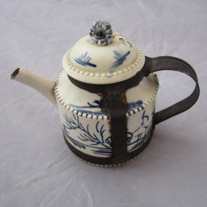 Miniature Make Do Creamware Teapot Antique Georgian 18th Century