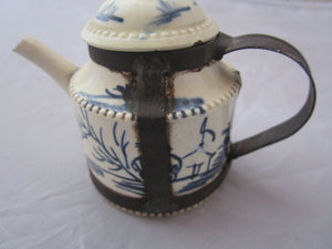 Miniature Make Do Creamware Teapot Antique Georgian 18th Century