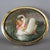 Girl with Swan Miniature Porcelain Plaque Brooch Pin Antique Victorian c1860