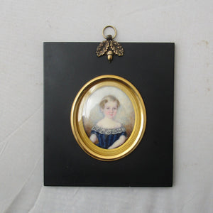 Miniature Watercolour Of A Child Antique Georgian c1810