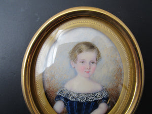 Miniature Watercolour Of A Child Antique Georgian c1810