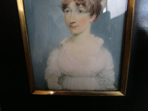 Miniature Watercolour Of A Lady Antique Georgian c1800