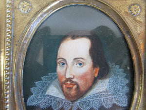 Miniature Watercolour On Card Of William Shakespeare Antique Georgian c1810