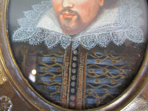 Miniature Watercolour On Card Of William Shakespeare Antique Georgian c1810