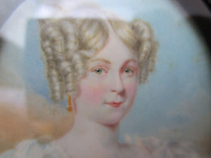Miniature Watercolour Portrait Of Elizabeth Tidswell Antique Georgian c1820