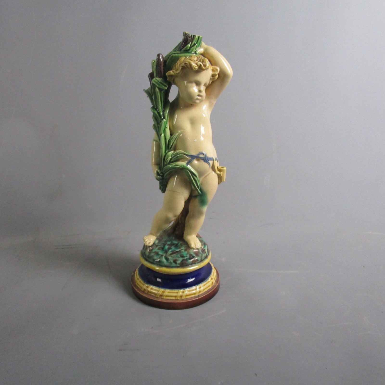 Minton's majolica cherub figurine AF Antique Victorian c1840