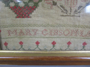 Needlework Sampler Mary Gibson Antique Victorian c1860