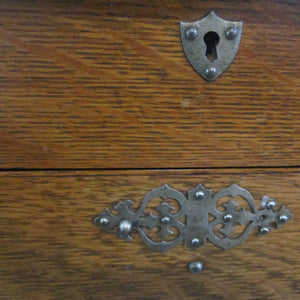 Oak Quality Cantilevered Desk Top Stationary Box Antique Edwardian c1910