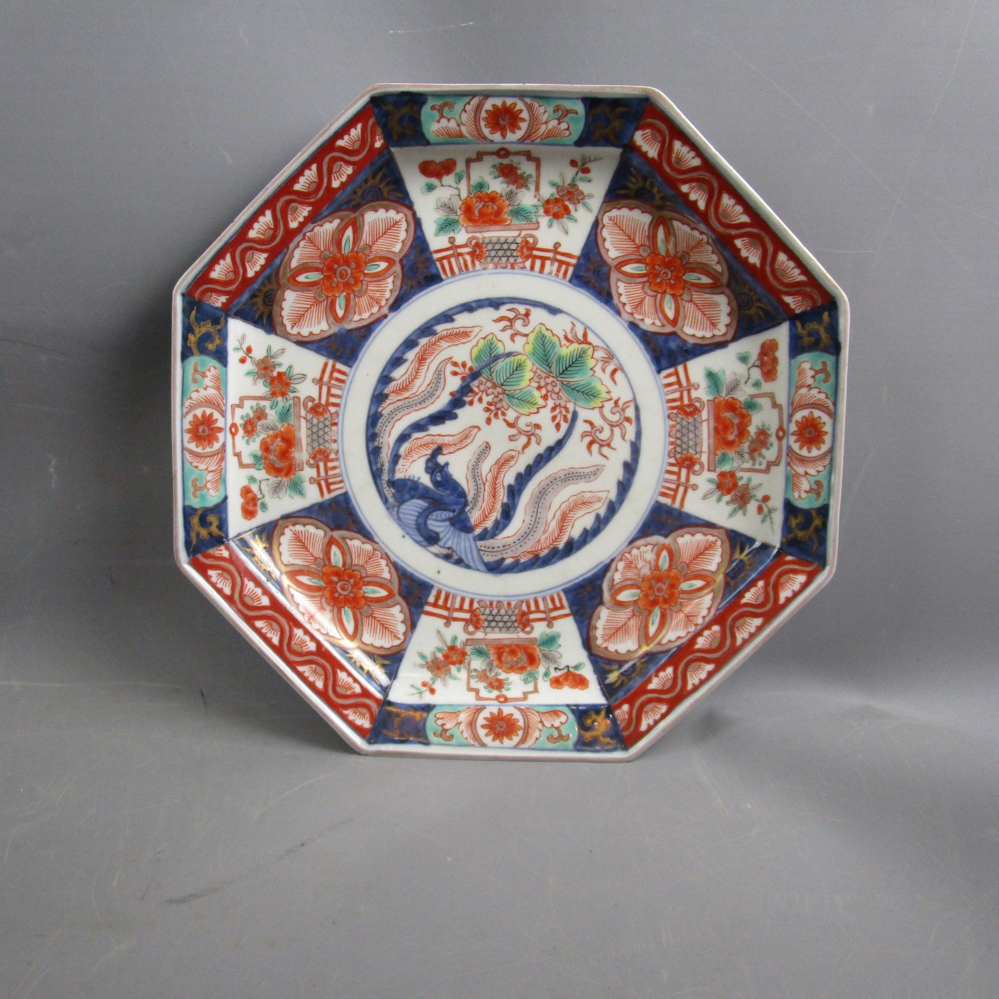 Oriental Imari Hexagonal Phoenix Decorated Plate Antique Victorian c1870