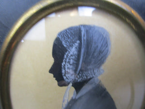 Painted Miniature Silhouette Of M R Edgington Antique Victorian c1840