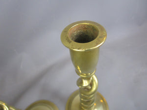 Pair Of Cast Brass Barley Twist Candlesticks Antique Victorian c1900