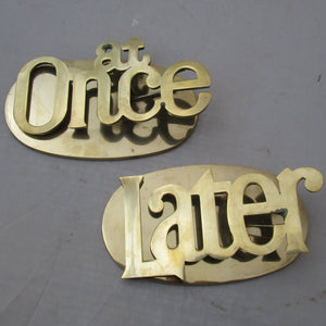 Pair Of Cast Brass Office Desk Clips Vintage c1970