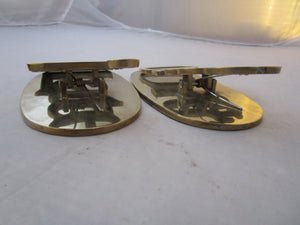 Pair Of Cast Brass Office Desk Clips Vintage c1970