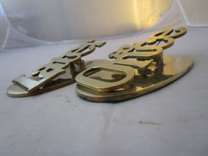 Pair Of Cast Brass Office Desk Clips Vintage c1970