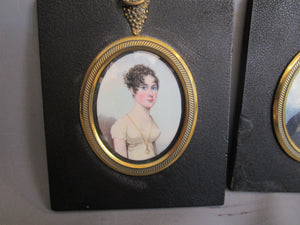 Pair Of Miniature Watercolour Portraits By Frederick Buck Antique Georgian c1810