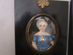 Pair Of Primitive Miniature Watercolours Antique Georgian c1810