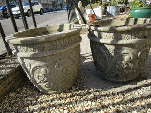 Pair Of Reconstituted Stone Garden Planter Pot Vintage Mid Century c1960