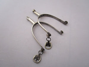 Pair Of Silver Plate Horse Spurs Antique Early 20th Century
