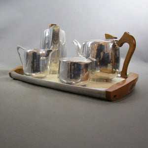Picquot Ware Four Piece Set With Tray Vintage c1950