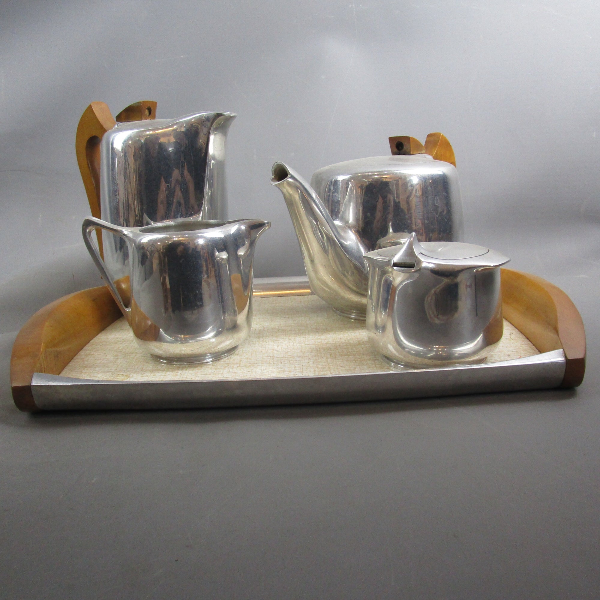 Pioquot Ware Four Piece Set With Tray Vintage c1950
