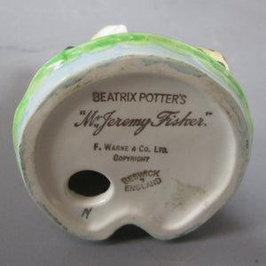 Rare Beatrix Potter Beswick Mr Jeremy Fisher 2A Gold Bucked Figurine Vintage c1989