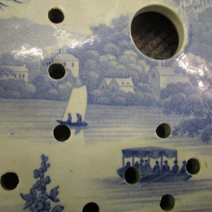 Rare Blue And White Strainer Plate English Scenery Winsor Castle Georgian c1810