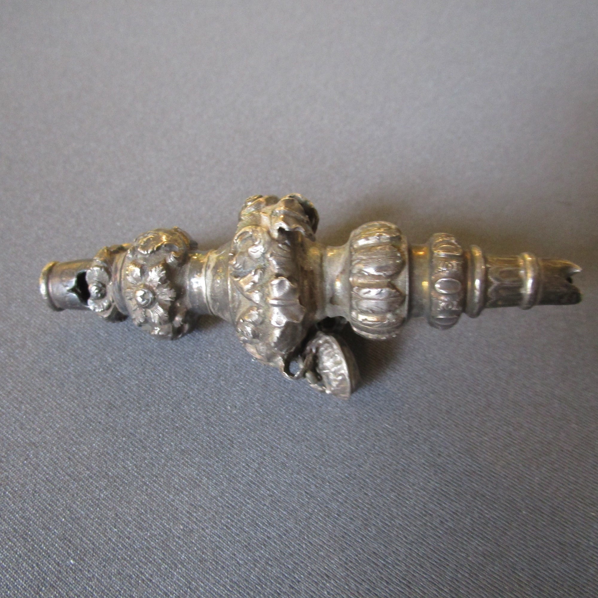 Rare Sterling Silver Chatelaine Child's Rattle Whistle Antique Birmingham c1880