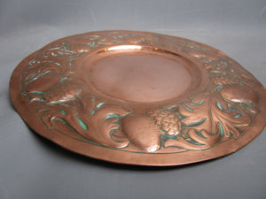 Repousse Copper Thistle Dish Antique Arts And Crafts c1890