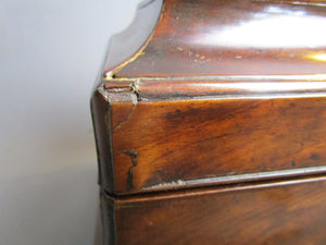 Restored Mahogany Three Compartment Tea Caddy Antique Georgian c1820